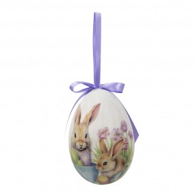 265911 Easter ornament set of 6 Egg Ø 7x10 cm Multicoloured Plastic Rabbits