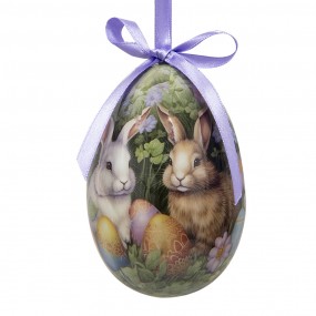 265912 Easter ornament set of 6 Egg Ø 7x10 cm Multicoloured Plastic Rabbits