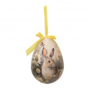 265915 Easter ornament set of 2 Egg Ø 11x15 cm Multicoloured Plastic Rabbit