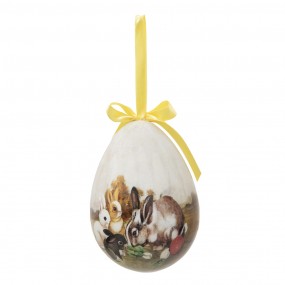 265915 Easter ornament set of 2 Egg Ø 11x15 cm Multicoloured Plastic Rabbit