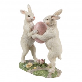 26PR4390 Decorative Figurine Rabbits 11x5x13 cm Beige Plastic