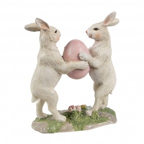 26PR4390 Decorative Figurine Rabbits 11x5x13 cm Beige Plastic