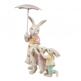 26PR4391 Decorative Figurine Rabbit 16x9x22 cm White Pink Plastic