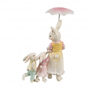 26PR4391 Decorative Figurine Rabbit 16x9x22 cm White Pink Plastic