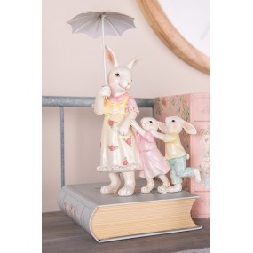 26PR4391 Decorative Figurine Rabbit 16x9x22 cm White Pink Plastic