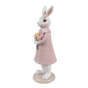 26PR4411 Figurine décorative Lapin 23 cm Blanc Rose Plastique