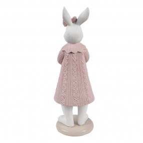 26PR4411 Figurine décorative Lapin 23 cm Blanc Rose Plastique