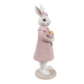 26PR4411 Figurine décorative Lapin 23 cm Blanc Rose Plastique