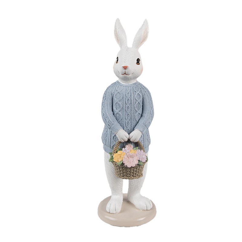 6PR4412 Figurine décorative Lapin 24 cm Blanc Bleu Plastique