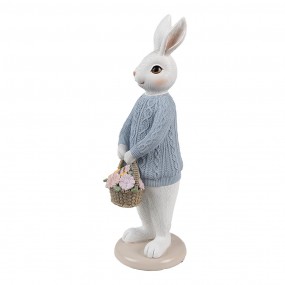 26PR4412 Figurine décorative Lapin 24 cm Blanc Bleu Plastique