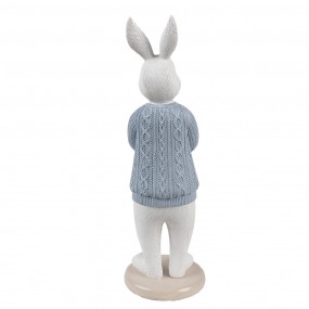 26PR4412 Figurine décorative Lapin 24 cm Blanc Bleu Plastique