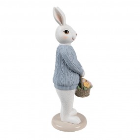 26PR4412 Figurine décorative Lapin 24 cm Blanc Bleu Plastique