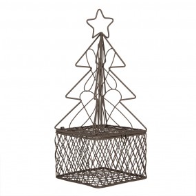 26Y5704 Decoratie Kerstboom 9x9x22 cm Bruin Metaal