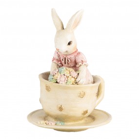 26PR4395 Figurine décorative Lapin 8x8x11 cm Beige Plastique