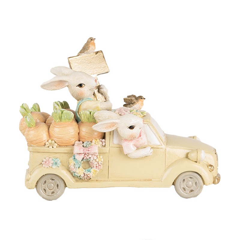 6PR4388 Dekorationsfigur Kaninchen 16x8x12 cm Weiß Beige Kunststoff