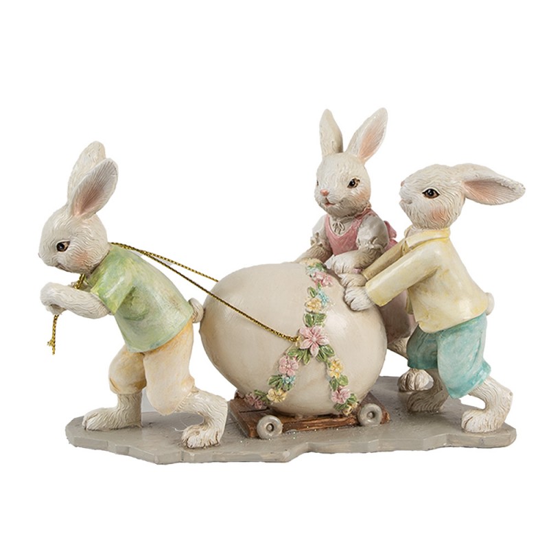 6PR4389 Decorative Figurine Rabbits 17x8x11 cm Beige Plastic