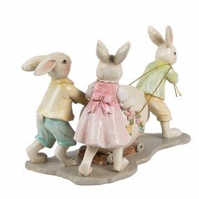 26PR4389 Decorative Figurine Rabbits 17x8x11 cm Beige Plastic