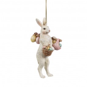 26PR4405 Pendentif de Pâques Lapin 13 cm Beige Plastique