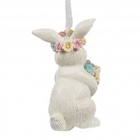 26PR4409 Pendentif de Pâques Lapin 8 cm Blanc Plastique