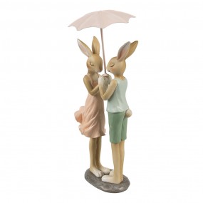 26PR4421 Decorative Figurine Rabbits 12x10x26 cm Beige Plastic