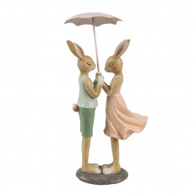 26PR4421 Statuetta decorativa Conigli 12x10x26 cm Beige Plastica