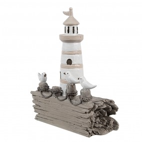 26PR4422 Decoratie Beeld Vuurtoren 10x4x12 cm Wit Bruin Kunststof