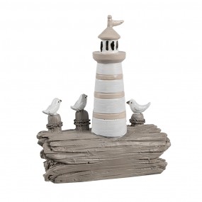 26PR4422 Decorative Figurine Lighthouse 10x4x12 cm White Brown Plastic