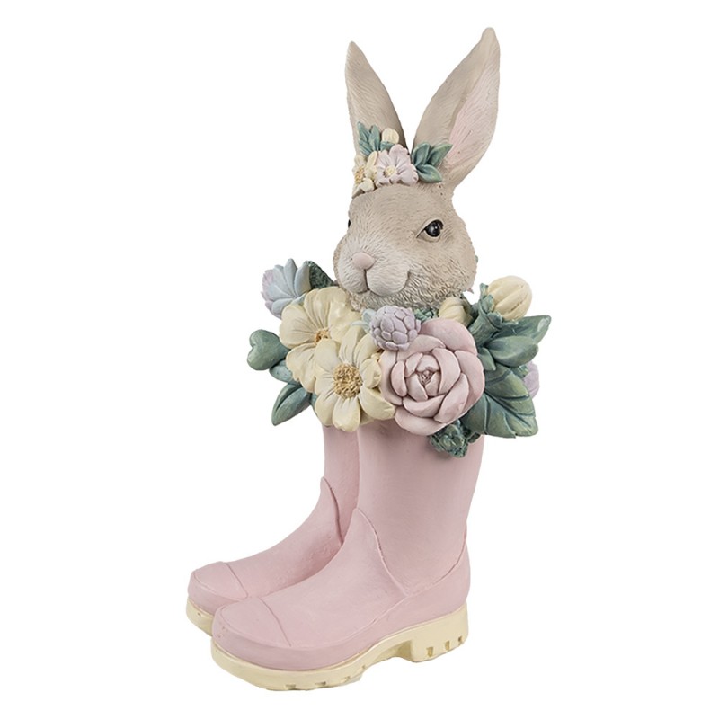 6PR5167 Decorative Figurine Rabbit 13x13x23 cm Beige Pink Plastic