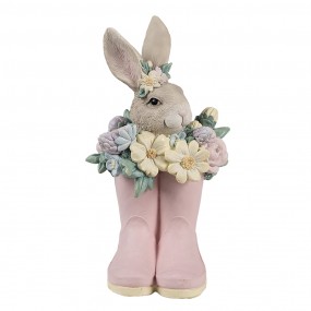 26PR5167 Decorative Figurine Rabbit 13x13x23 cm Beige Pink Plastic