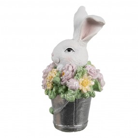 26PR5174 Decorative Figurine Rabbit 8x9x15 cm White Grey Plastic