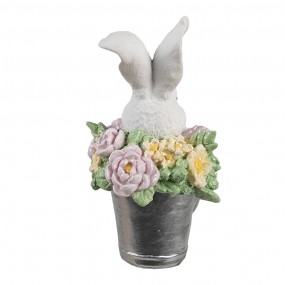 26PR5174 Decorative Figurine Rabbit 8x9x15 cm White Grey Plastic