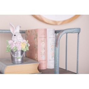 26PR5174 Decorative Figurine Rabbit 8x9x15 cm White Grey Plastic