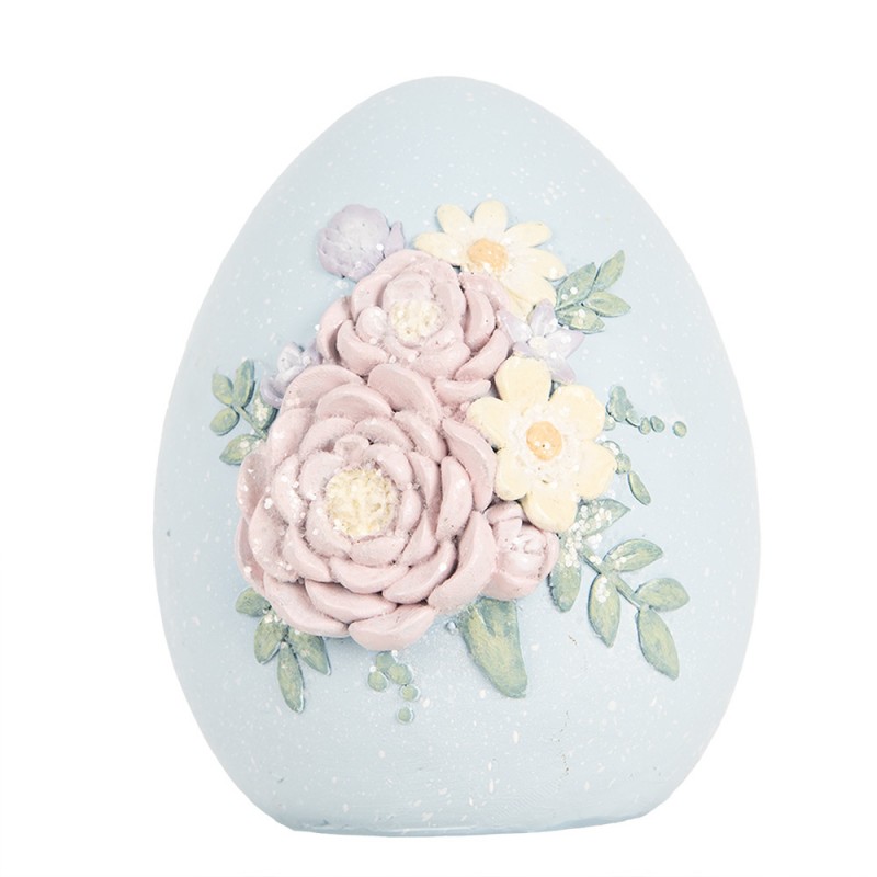 6PR5181 Decorative Figurine Egg 10x11x13 cm Blue Plastic