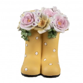 26PR5182 Decorative Figurine Boots 10x10x12 cm Yellow Plastic Flowers