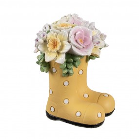 26PR5182 Decorative Figurine Boots 10x10x12 cm Yellow Plastic Flowers