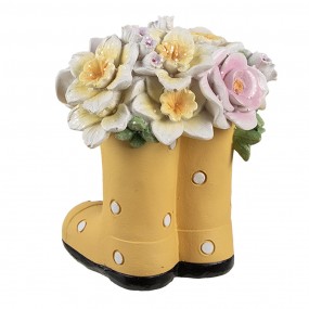 26PR5182 Figurine décorative Botte 10x10x12 cm Jaune Plastique Fleurs