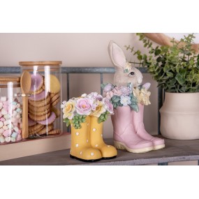 26PR5182 Decorative Figurine Boots 10x10x12 cm Yellow Plastic Flowers