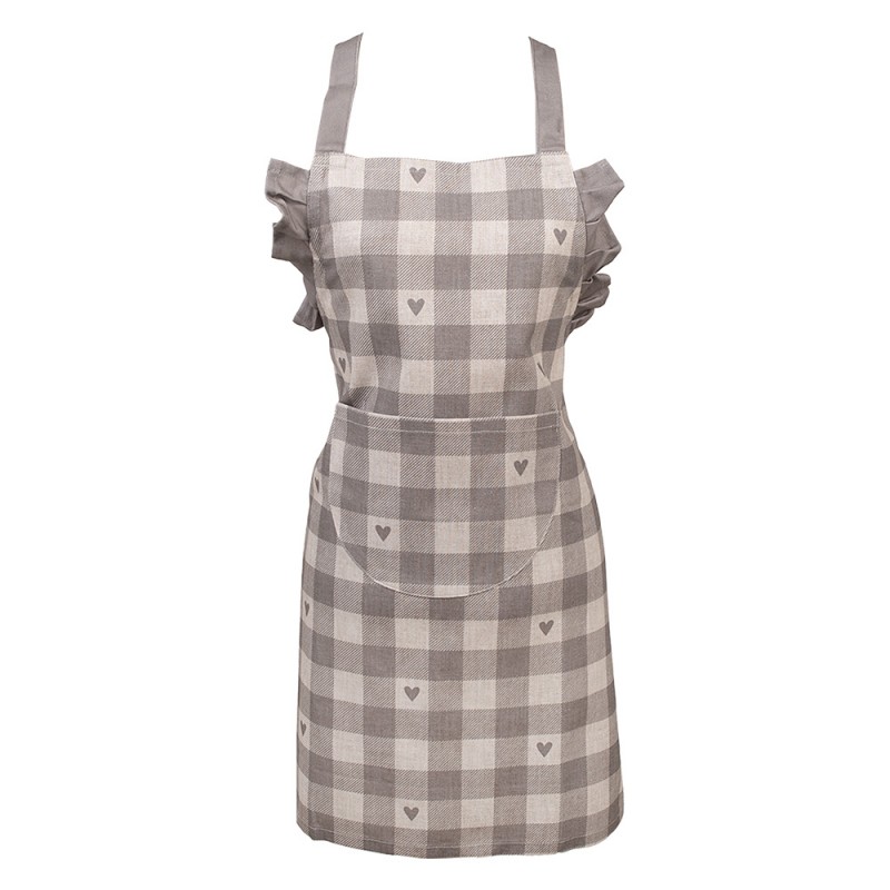 LVT41KG Kids' Apron 48x56 cm Grey Beige Cotton Hearts