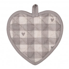 2LVT45G Pot Holder 20x20 cm Beige Grey Cotton Hearts Heart-Shaped