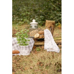 2LVT65G Table Runner 50x160 cm Beige Grey Cotton Hearts