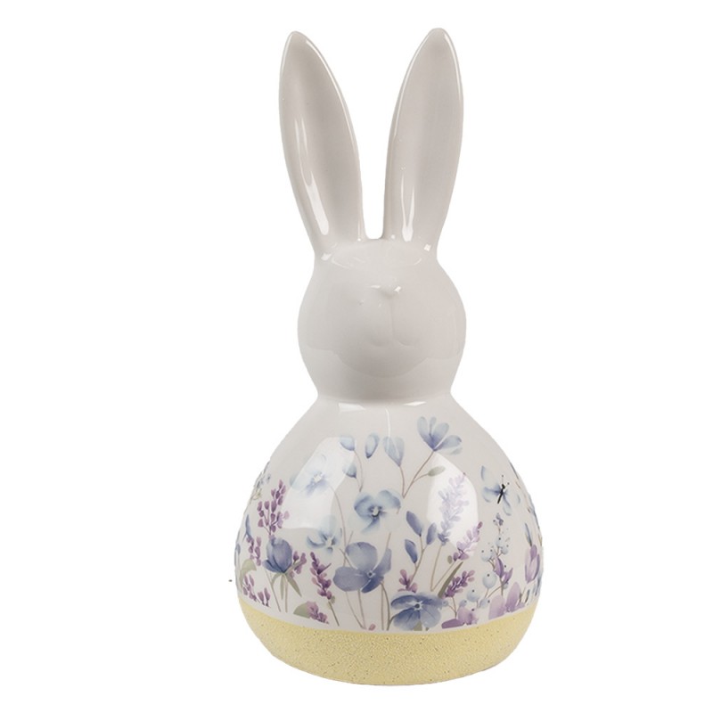 6CE2015 Figurine décorative Lapin 23 cm Blanc Bleu Céramique