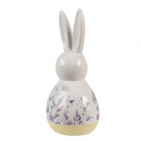 26CE2015 Figurine décorative Lapin 23 cm Blanc Bleu Céramique