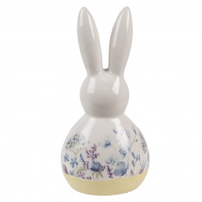 26CE2015 Figurine décorative Lapin 23 cm Blanc Bleu Céramique