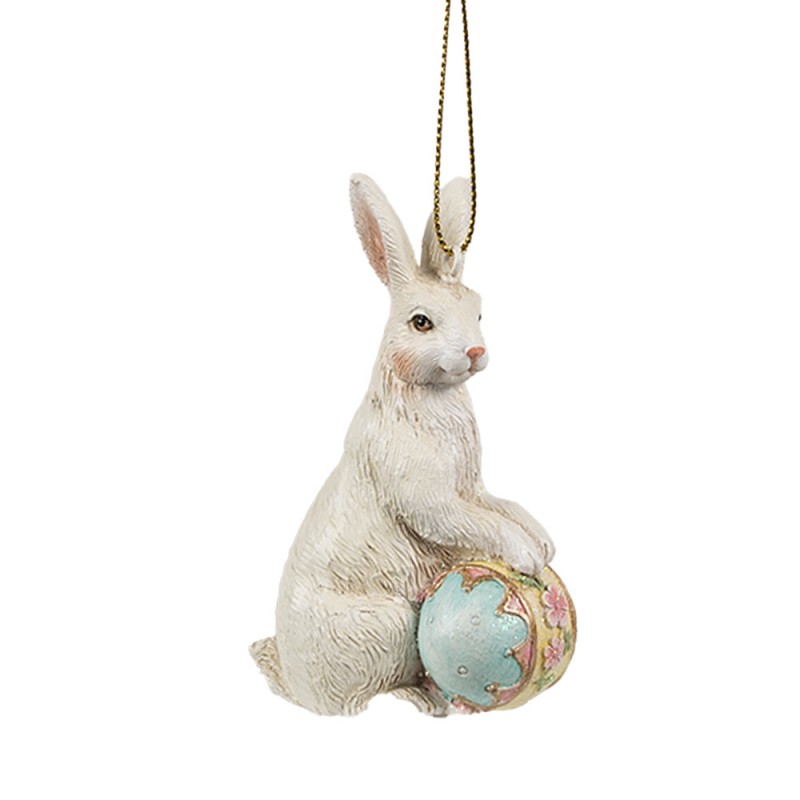 6PR4396 Pendentif de Pâques Lapin 6x3x9 cm Beige Plastique