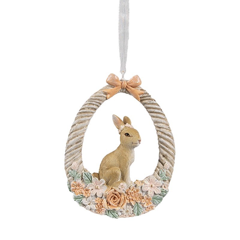 6PR4403 Pendentif de Pâques Lapin 7x2x10 cm Beige Plastique