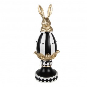 26PR5192 Decorative Figurine Egg 13x12x34 cm Black White Plastic Rabbit