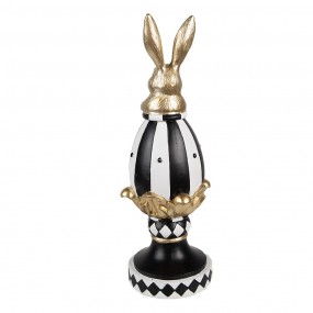 26PR5192 Figurine décorative Œuf 13x12x34 cm Noir Blanc Plastique Lapin