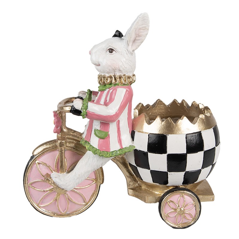 6PR5193 Decorative Figurine Rabbit 20x11x19 cm Pink White Plastic