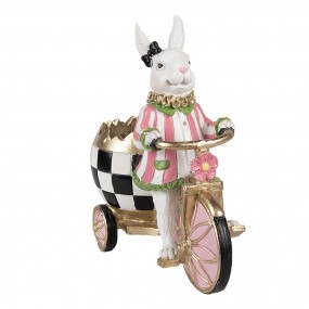 26PR5193 Decorative Figurine Rabbit 20x11x19 cm Pink White Plastic