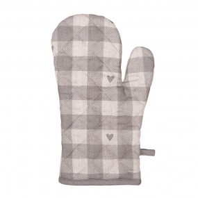 2LVT44G Oven Mitt 18x30 cm Beige Grey Cotton Hearts